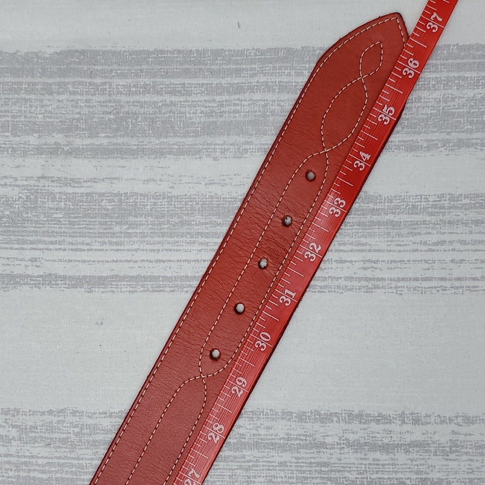Charter Club Belt Genuine English Saddle Hide Leather in Red - Picture 10 of 13
